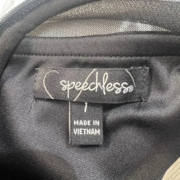 90’s Speechless Black Sheer Mesh and Floral Embroidery Hi-Low Dress XS - Picture 4 of 10